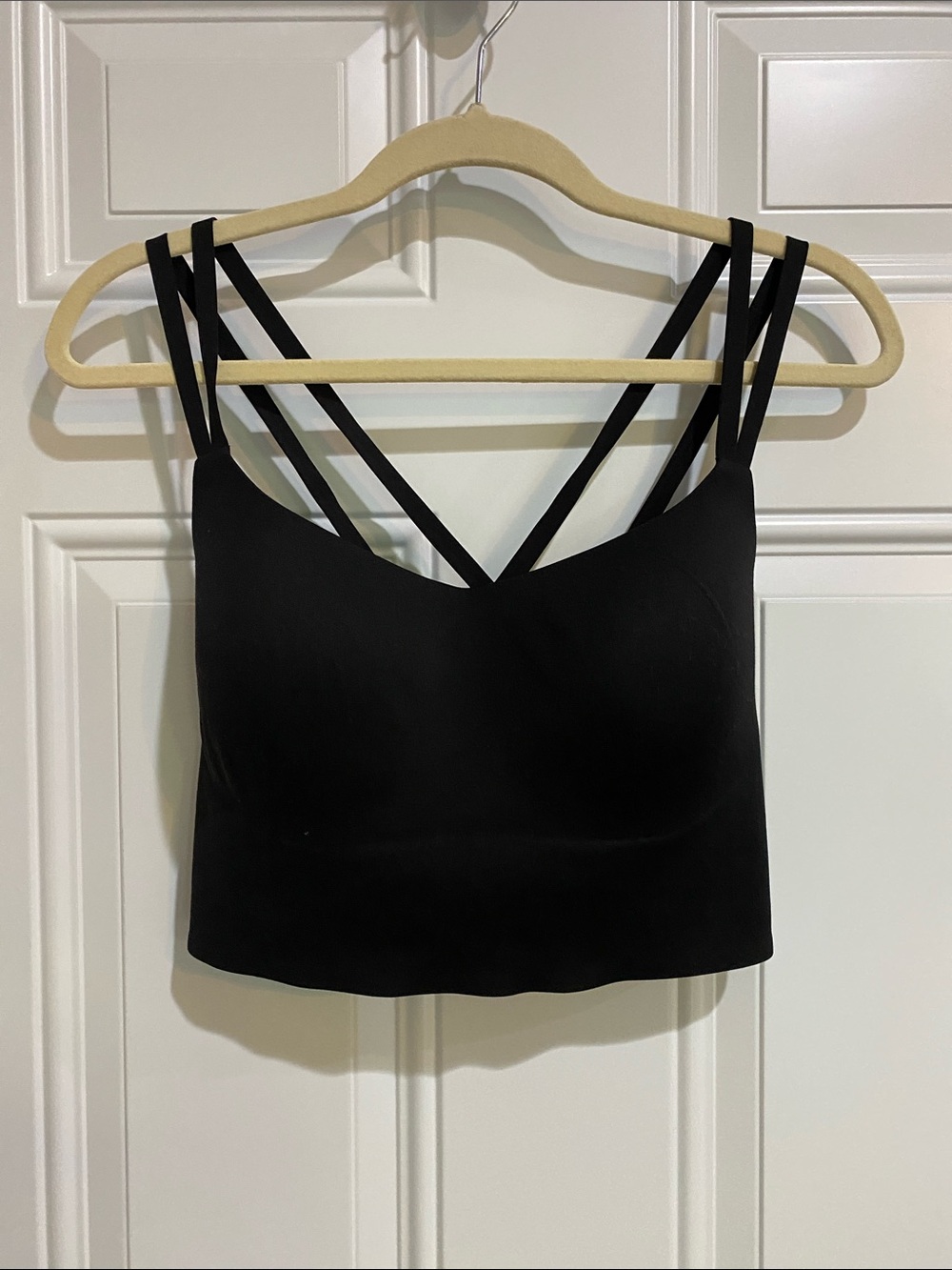 aerie Black Double-Strap Crisscross Cropped Bralette